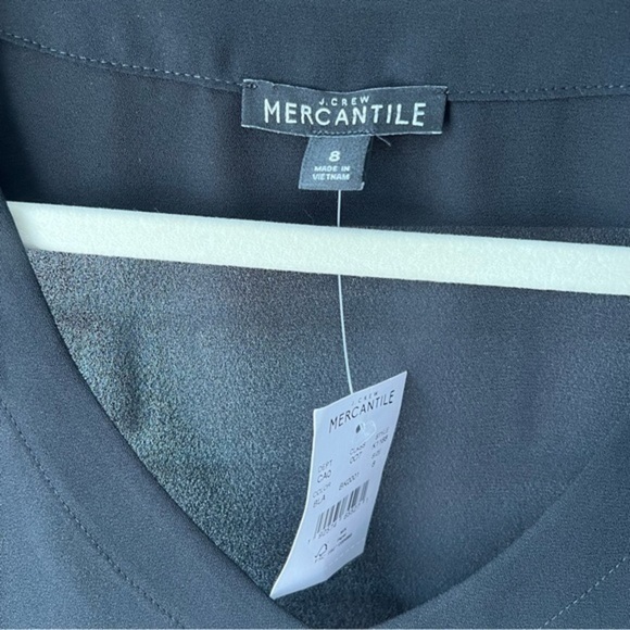 J. Crew Mercantile V-Neck Long Sleeve Sheer Blouse Tie Bell Sleeves, Black 8 NWT - Picture 8 of 12